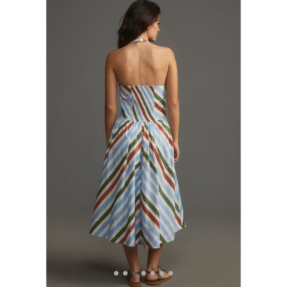 Anthropologie Maeve Halter Midi Sundress Dress Lined Cotton Vacation NWT Sz M - Picture 3 of 14